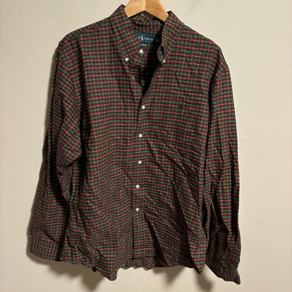 Ralph Lauren Green Red Brown Long Sleeve Christmas Button Down Shirt- Size XL - Picture 2 of 6